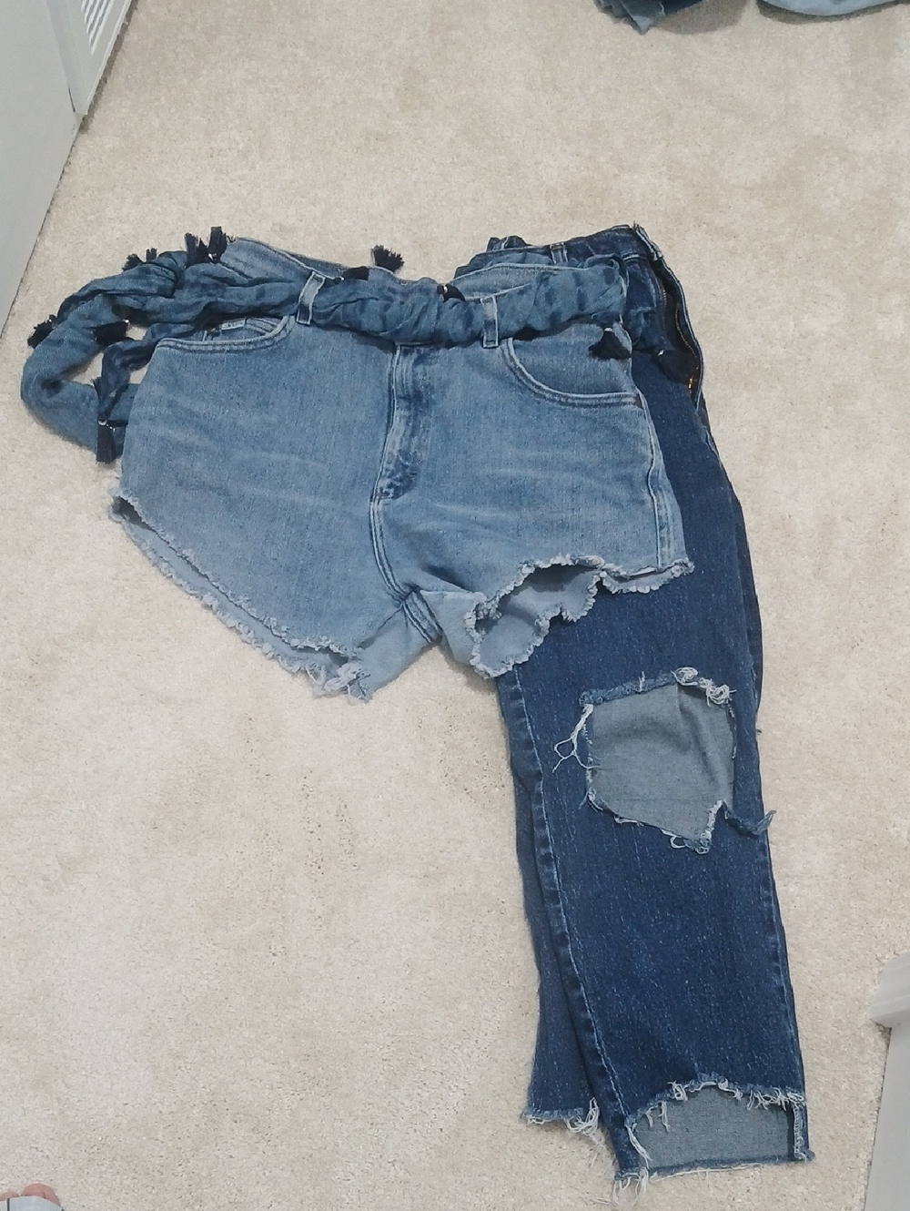 Vintage Lee Denim Shorts & Jeans Set - Uniquely Reworked And Redesigned